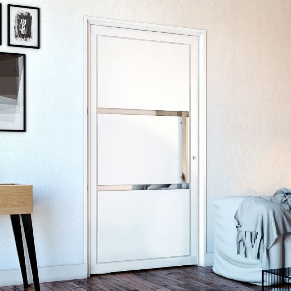 Porta de Aço Pivotante 219x108cm Ideal Crv Esquadrias Branco