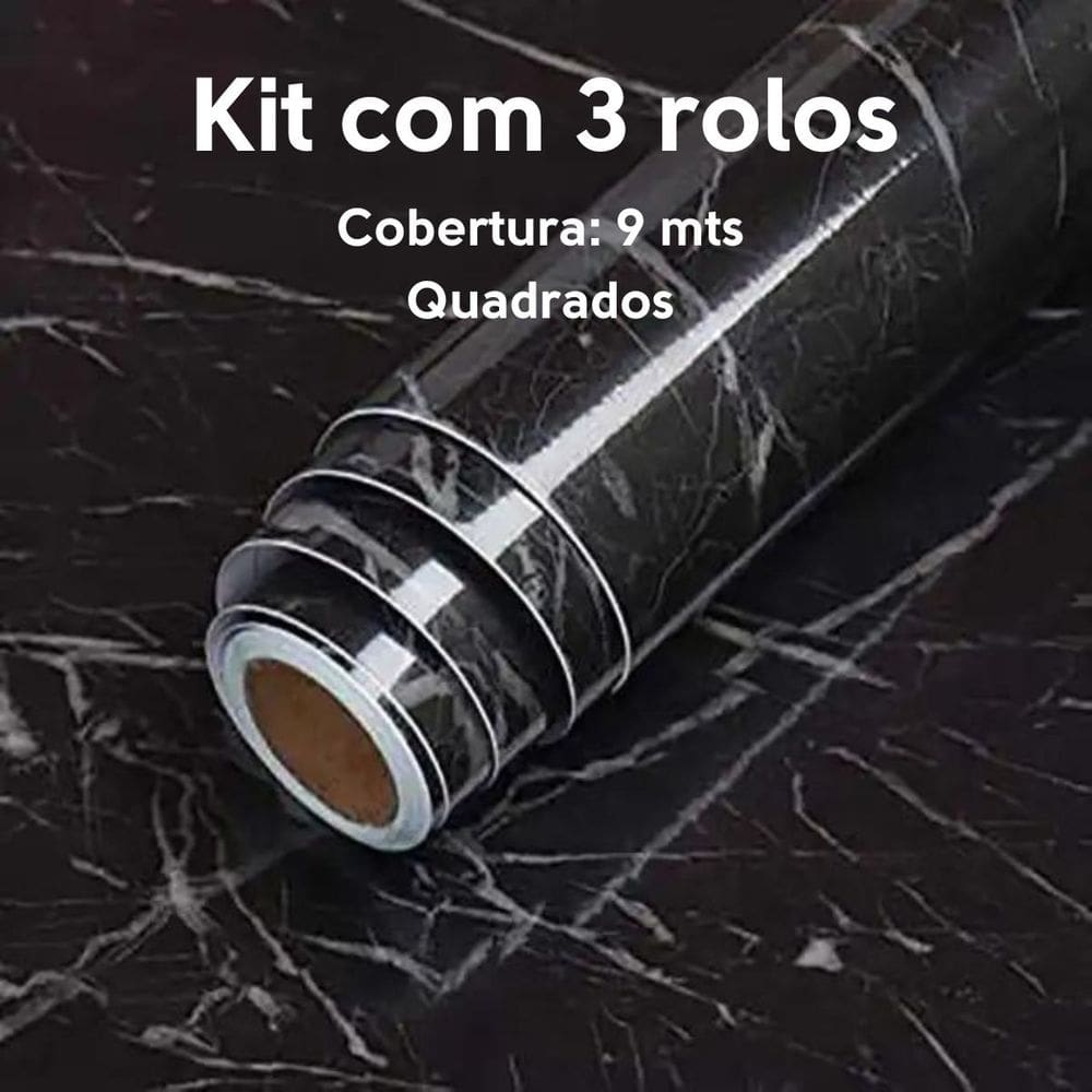 3 Papel De Parede Adesivo P/ Cozinha Marmore Brilhante 5m