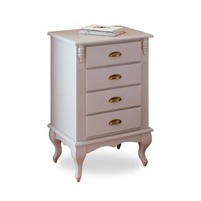 Mesa de Cabeceira 4 Gavetas Pés Luiz XV Hannover 60817 - Branco