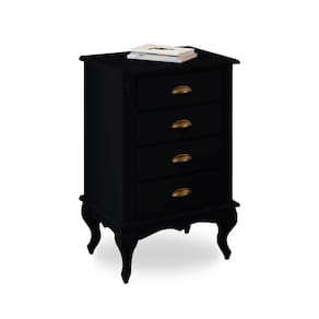 Mesa de Cabeceira 4 Gavetas Pés Luiz XV Hannover 60817 - Preto