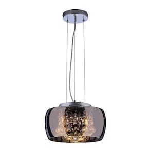 Lustre pendente sala cristal k9 attractive 28 cm cromado