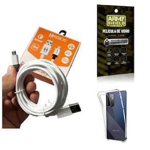 Capinha samsung a72 com cabo turbo e película de vidro 3d