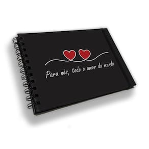Caderno scrapbook - livro de assinatura folhas pretas - love
