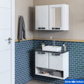 Balcão Gabinete para Banheiro em Aço Rubi 2 Portas Branco