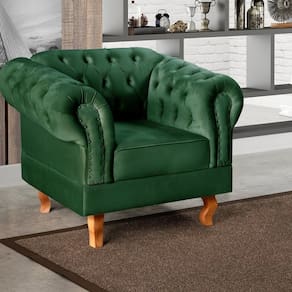 Poltrona Dom Pedro Chesterfield Retrô Decorativa Verde