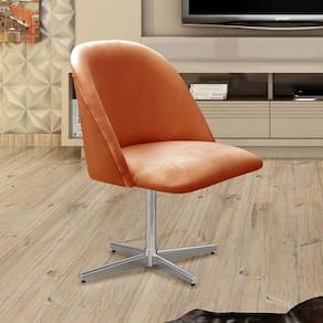 Poltrona Decorativa Gaia Giratória Metal para Sala, Quarto, Recepção Terracota
