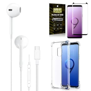 Capa samsung s9 + fone de ouvido tipo c + película 3d