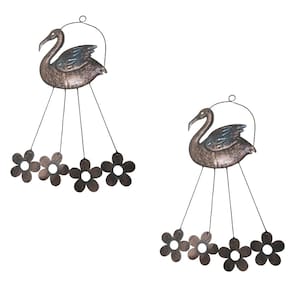 Sino dos Ventos Flamingo Cisne Flores Kit 2 Unidades Decoraçao Jardim Quintal Som Suave