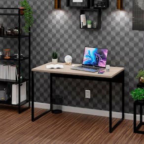 Mesa Para Escritório Escrivaninha Diretor Estilo Industrial 120cm Carvalho