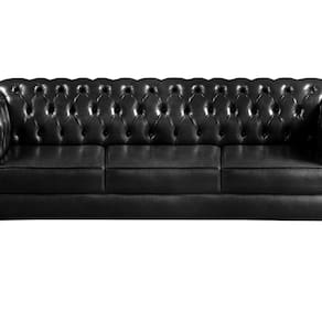 Sofá Dom Pedro 3 Lugares Decoração Sala Recepção Retrô Preto