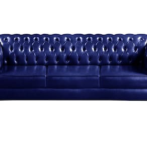 Sofá Dom Pedro 3 Lugares Decoração Sala Recepção Retrô Azul