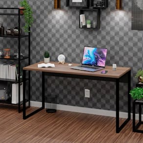 Mesa Para Escritório Escrivaninha Industrial 150cm Nogal