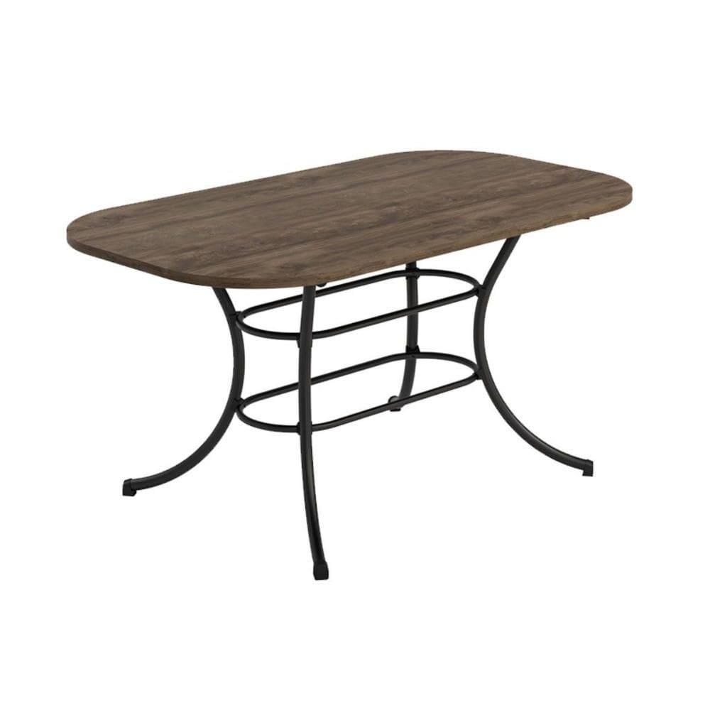 Mesa de Sala Jantar 1547 Aço c/Tampo Madeirado 160x90cm Preto/Legno - Carraro