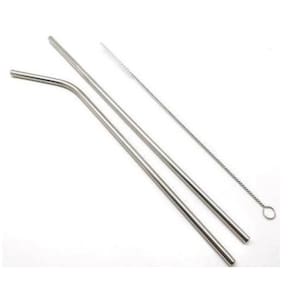 Kit 2 canudos inox reto curvado escova limpeza 560mtzi