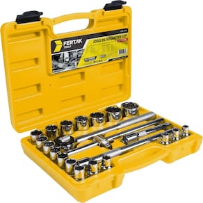 Kit Soquetes 1/2" 22 Peças com Maleta Organizadora Adaptadores Extensões Fertak