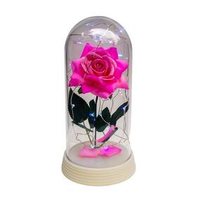 Luminária a rosa encantada rosa rosa 20 cm base pérola frio