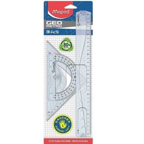 Kit regua esquadro e transferidor para canhoto 3 pcs maped