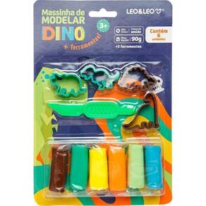 Massa Para Modelar Criativa Dino 6 Cores + 5 Peças
