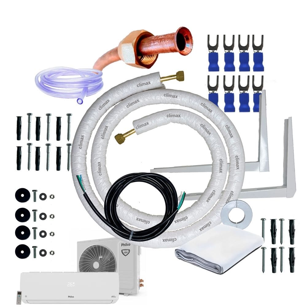 Kit Completo Para Instalação De Ar Condicionado split On/off Philco 18000 Btus 1/4 x 1/2 3 Metros Com Suporte 450mm