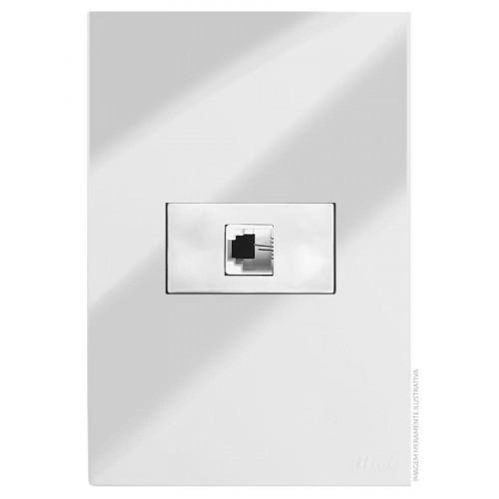 Cj Rj11 2 Fios Telefone Hor. 4X2 Recta Espelhada Pra Gloss