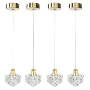 Kit 4 Pendente Dourado De Cristal Interna Metal Sala Bet42