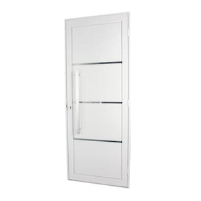 Porta de Aço Social 215x84cm com Friso Ideal Crv Esquadrias Branco