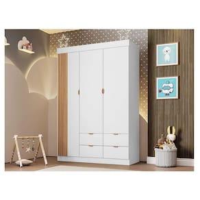 Guarda Roupa Infantil Ambiente Ayla 3 Portas Branco Acetinado - Phoenix