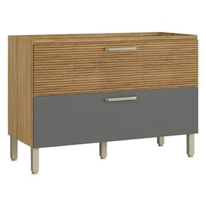 Balcão de Pia Ametista 1 Porta Basculante 1 Gaveta 120 cm Freijó Gris Ripado - Kits Paraná