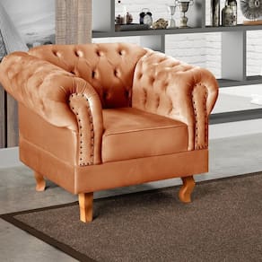 Poltrona Dom Pedro Chesterfield Retrô Decorativa Terracota