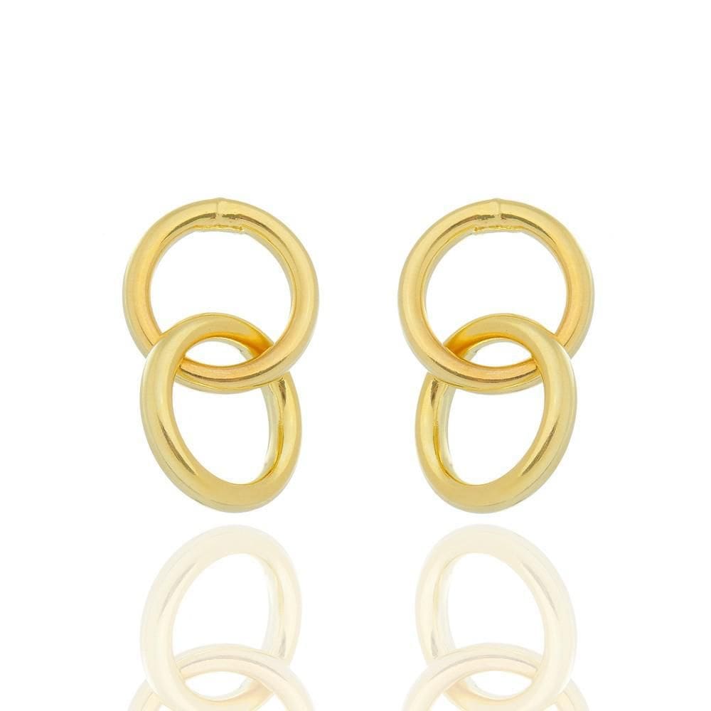 Brinco Elos Redondo Folheado A Ouro 18K