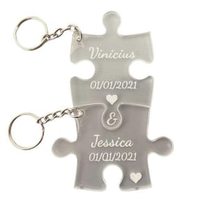 Chaveiros Acrílico Nome Personalizado Casamento Casal 2Pçs