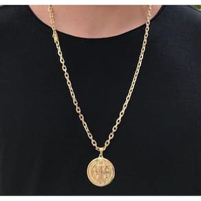 Colar Masculino São Bento Folheada A Ouro 18K