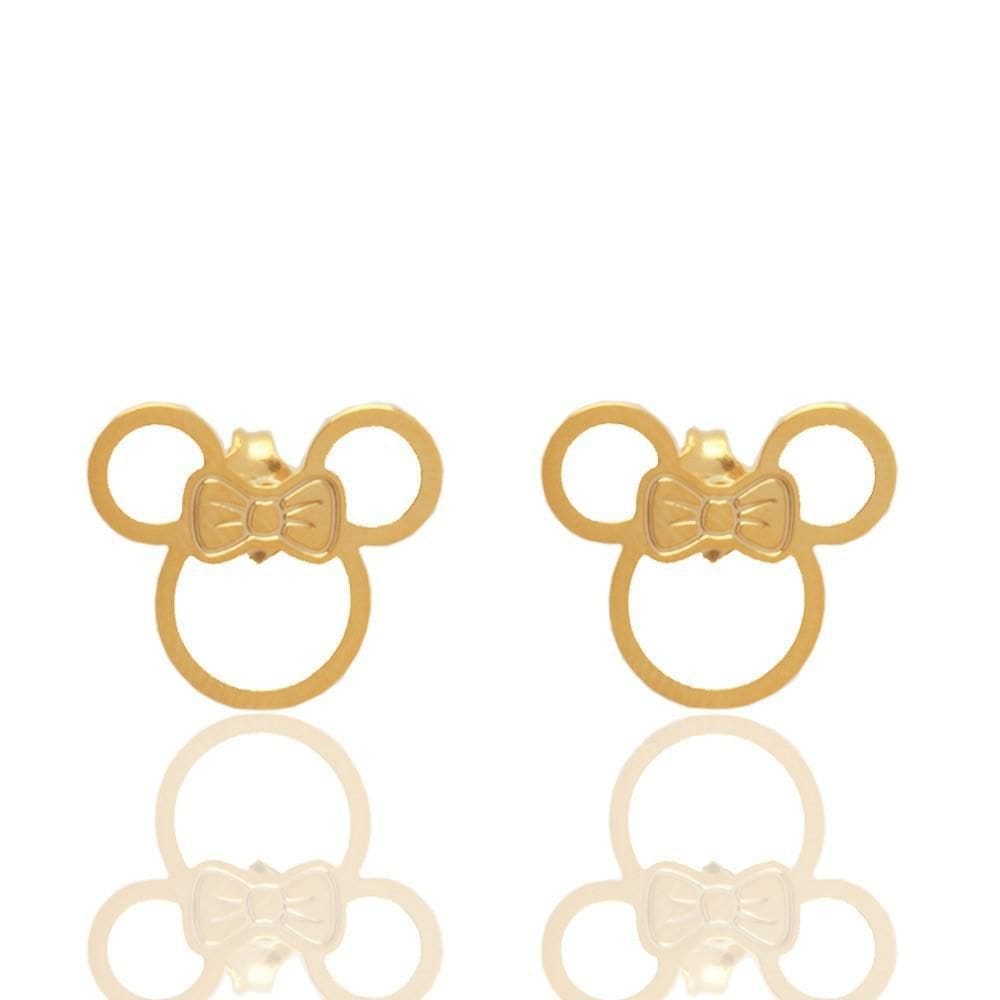 Brinco Disney Minnie Mouse Folheado A Ouro 18K