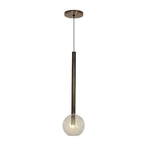 Luminária Pendente Lustre Teto Tubo Globo Vidro 14Cm Bronze