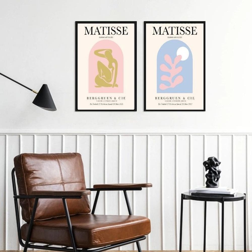 Kit 2 Quadros Matisse Tons Pasteis 24X18Cm - Com Vidro