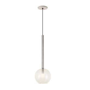 Pendente Luminária Teto Lustre Tubo Globo Vidro 20Cm Prata