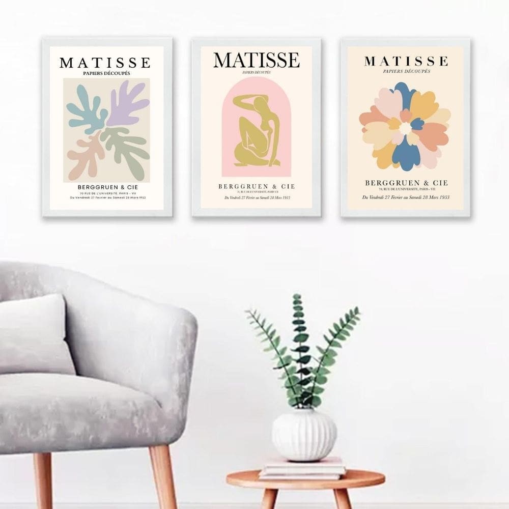 Kit 3 Quadros Posters Matisse Candy Colors 33X24Cm
