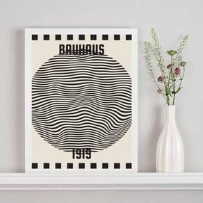 Quadro Poster Bauhaus - Bola Ondas 24X18Cm - Com Vidro