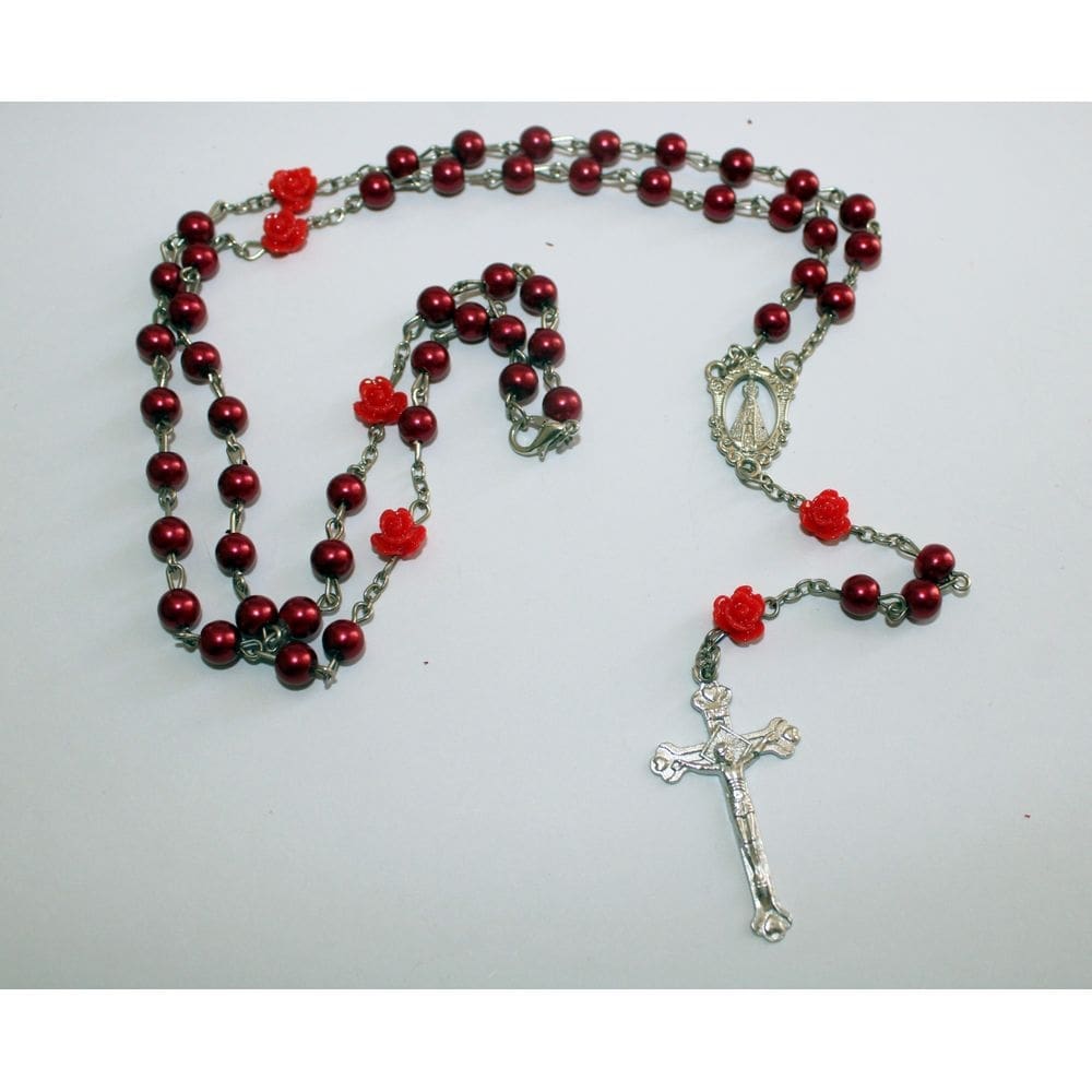 Terço de Nossa Senhora Aparecida Pérola Vermelho 4mm