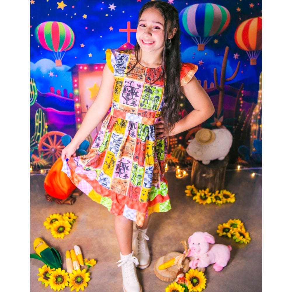 Vestido Infantil luxo junino Arraial