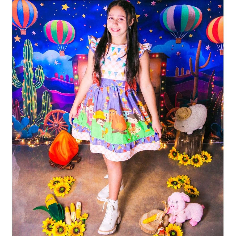 Vestido Infantil Junino Bandeirinhas