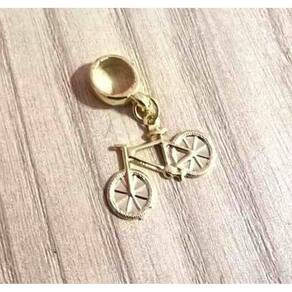 Berloque Pingente Esporte Bicicleta Ciclismo Folheado Ouro