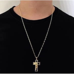 Colar Cartier Jesus Cristo Folheado A Ouro 18K