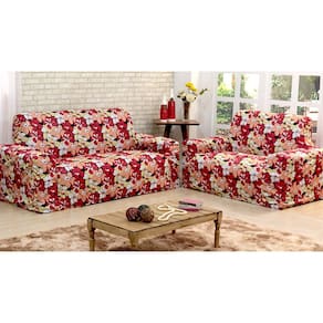 Capa De Sofá Adere Floral Vermelho 02 E 03 Lugares