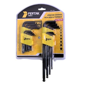 Kit Chaves 18 Unidades Hex/Bola/Torque com Suporte Organizador Fertak