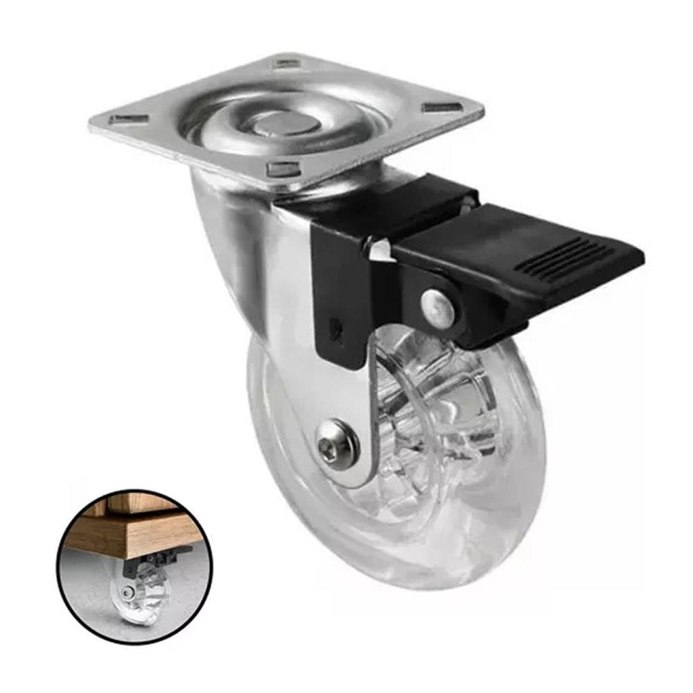 Rodizio de Silicone Giratório C/ Trava 50mm MetalNox  4 Unidades