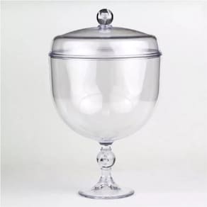 Taça Para Pavê Sobremesa Acrílico 1250ml Com Tampa Bluestar Cristal