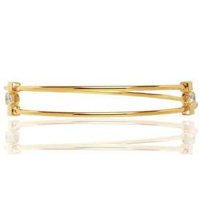 Bracelete Em Fio Com Pedra De Zirconia Folheado A Ouro 18K