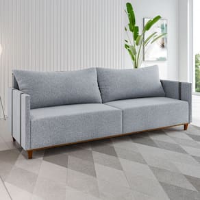 Sofá 3 Lugares Living Linho Inox - Viero Móveis