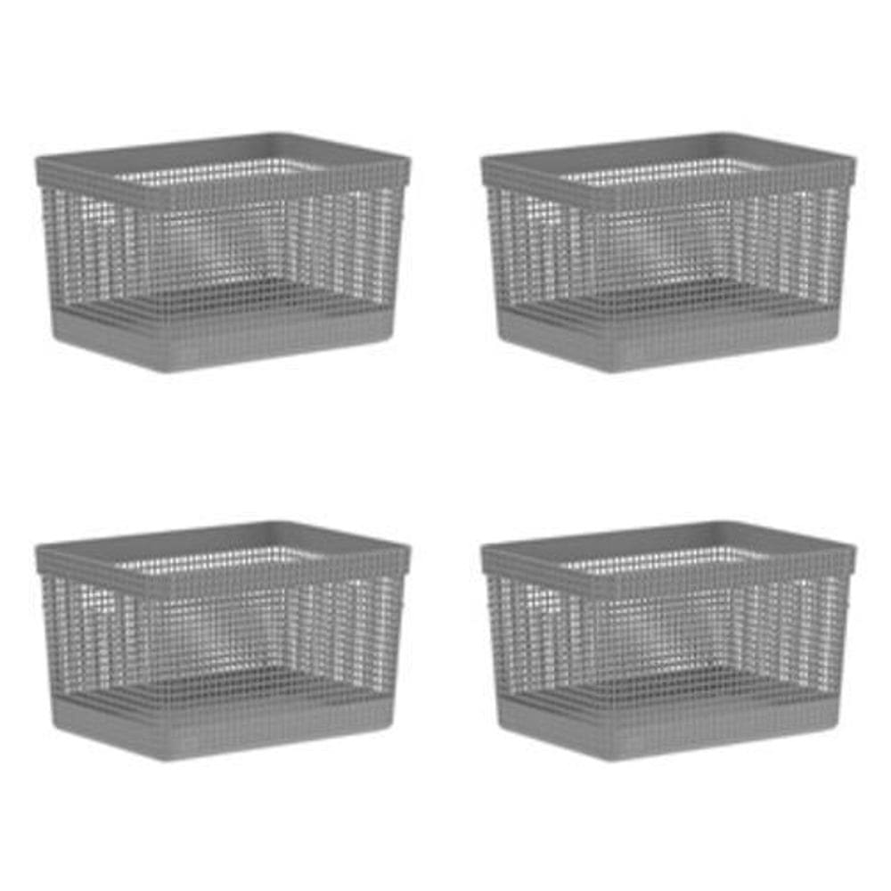 Kit 04 Cesto Organizador Caixa Armário Brinquedos 20L